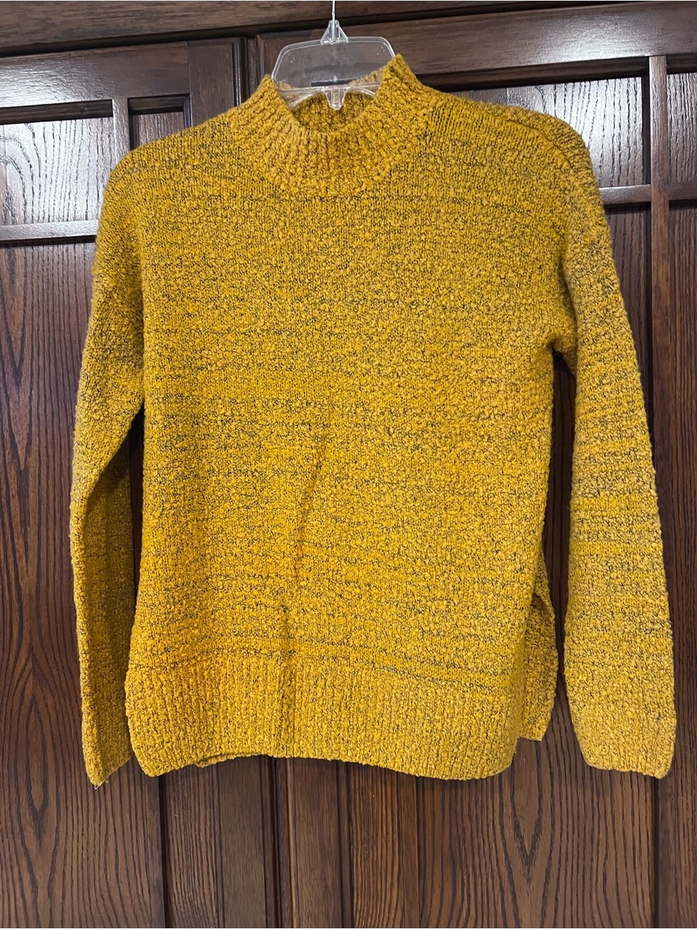 Wednesday Girl Sweater XS Extra Small Mustard Yellow Mock Neck Marled Knit Cozy
